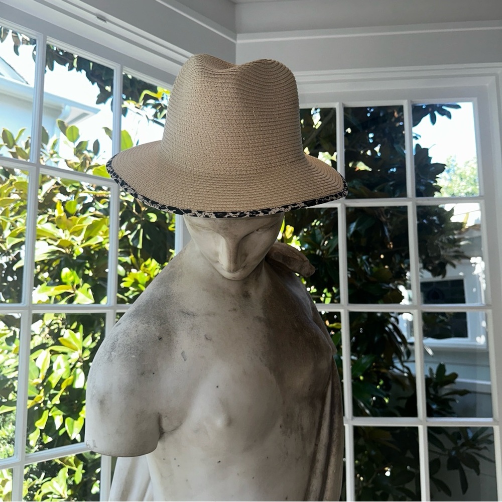 PUGS Apparel Straw Hat with Leopard Trim
